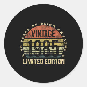 Sticker Rond Cadeaux vintages 1985 Limited Edition 40 ans 40t