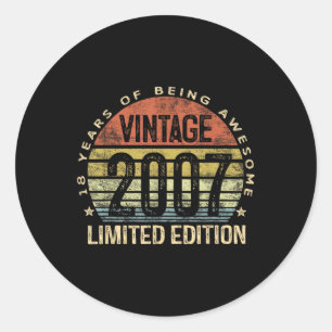 Sticker Rond Cadeaux vintages 2007 Édition limitée 18 ans 18t