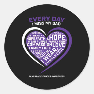 Sticker Rond Cadeaux Violets En Mémoire De Mon Père Cancer Panc