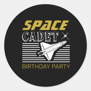 Sticker Rond Cadet de l'espace, vaisseau spatial, Anniversaire