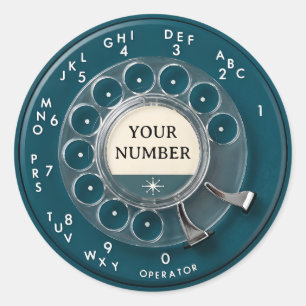 Sticker Rond Cadran de téléphone rotatif sarcelle vintage