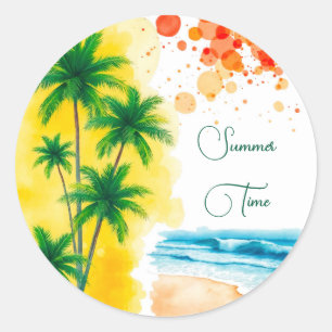 Sticker Rond Cadran rond design de plage “Été”