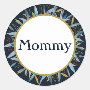 Sticker Rond Cadre arrondi à maman personnalisée avec Bouquet d