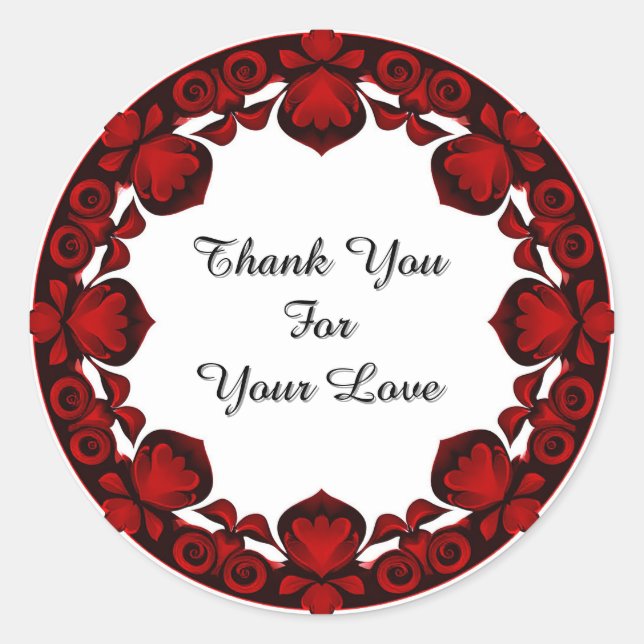Sticker Rond Cadre circulaire floral rouge (Devant)