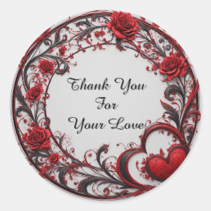 Sticker Rond Cadre circulaire floral rouge