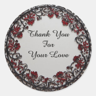 Sticker Rond Cadre circulaire floral rouge