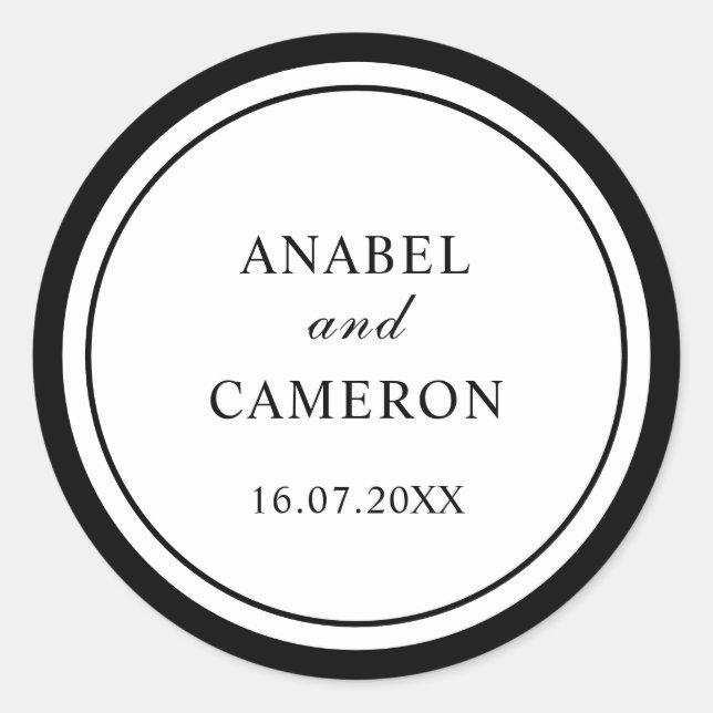 Sticker Rond Cadre de bordure élégant classique mariage rond (Devant)