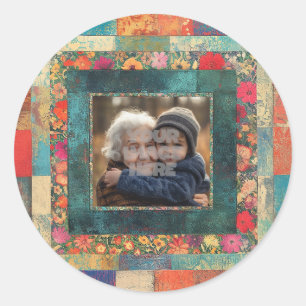 Sticker Rond Cadre de bordure florale vintage pour vos photos