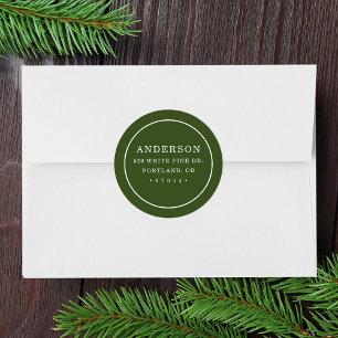 Sticker Rond Cadre de cercle vert olive moderne d'adresse de re