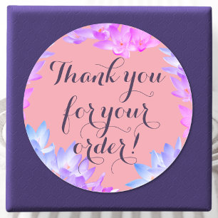 Sticker Rond Cadre de fleurs rose pastel romantique merci cut