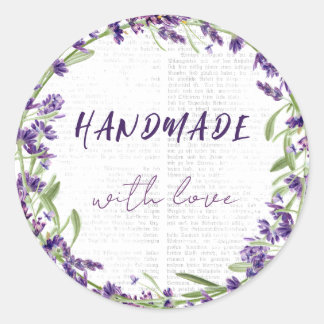 Sticker Rond Cadre de Lavander simple et élégant fait main avec