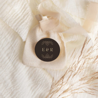 Sticker Rond Cadre de mariage baroque romantique orné