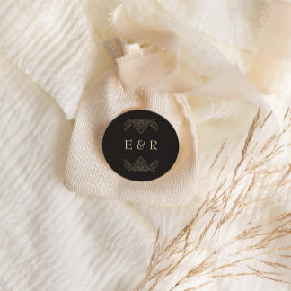Sticker Rond Cadre de mariage baroque romantique orné