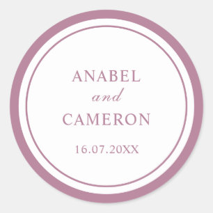 Sticker Rond Cadre de mariage rond élégant classique mauve