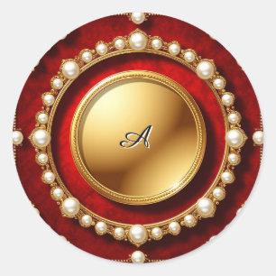 Sticker Rond Cadre de perle d'or luxueux avec médaillon circula