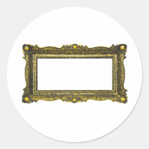 Sticker Rond Cadre de tableau antique d'or