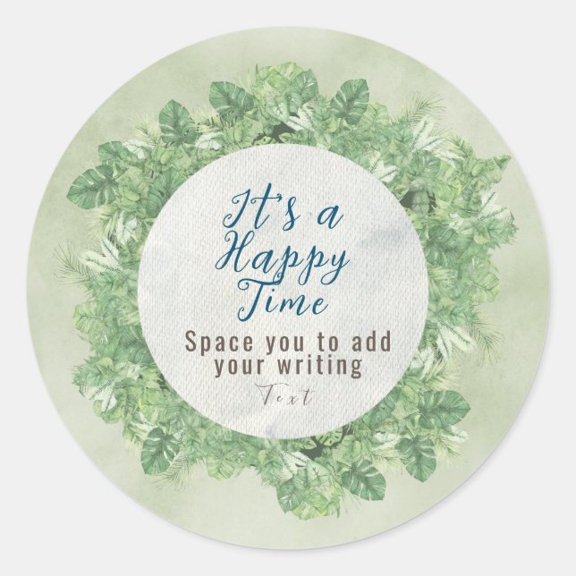 Sticker Rond Cadre de texte de nature minimale (Devant)