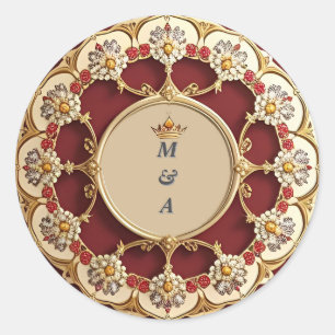 Sticker Rond Cadre élégant avec décoration florale ornée