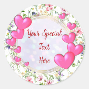 Sticker Rond Cadre Élégant Or, Cœur Rouge : pour Chaque Occasio