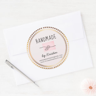 Sticker Rond Cadre en or rose rustique fait main