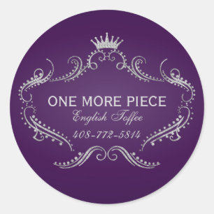 Sticker Rond Cadre et Parties scintillant de couronne violet et