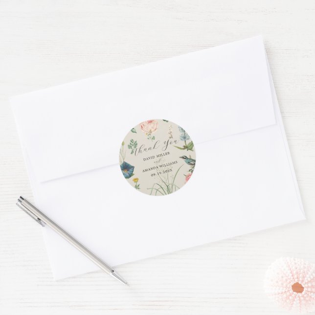 Sticker Rond Cadre Fleur sauvage Secret Garden (Enveloppe)