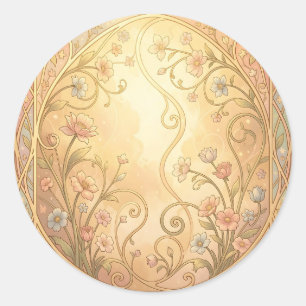Sticker Rond Cadre floral Art Nouveau bordure ornementale vinta