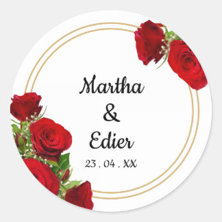 Sticker Rond Cadre Géométrique Rose Rouge Mariage Espagnol