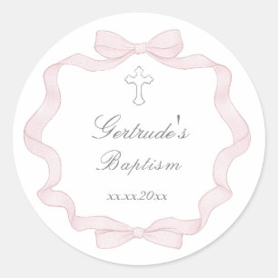 Sticker Rond Cadre papillon rose