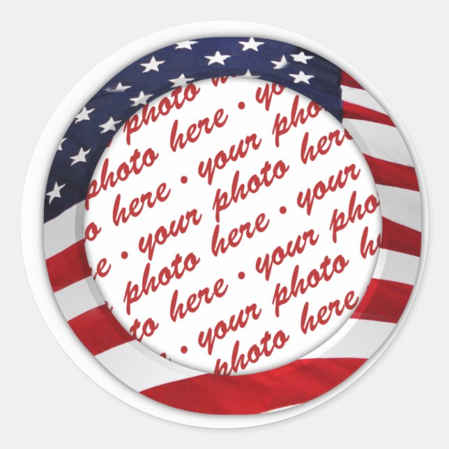 Sticker Rond Cadre photo American Flag Circle (Devant)