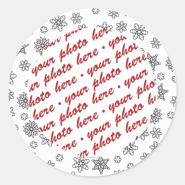 Sticker Rond Cadre photo Black Outled Snowflakes (Devant)