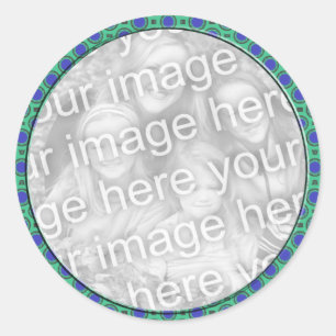 Sticker Rond cadre photo de points bleu turquoise