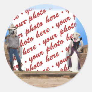 Sticker Rond Cadre photo Old West Dogs