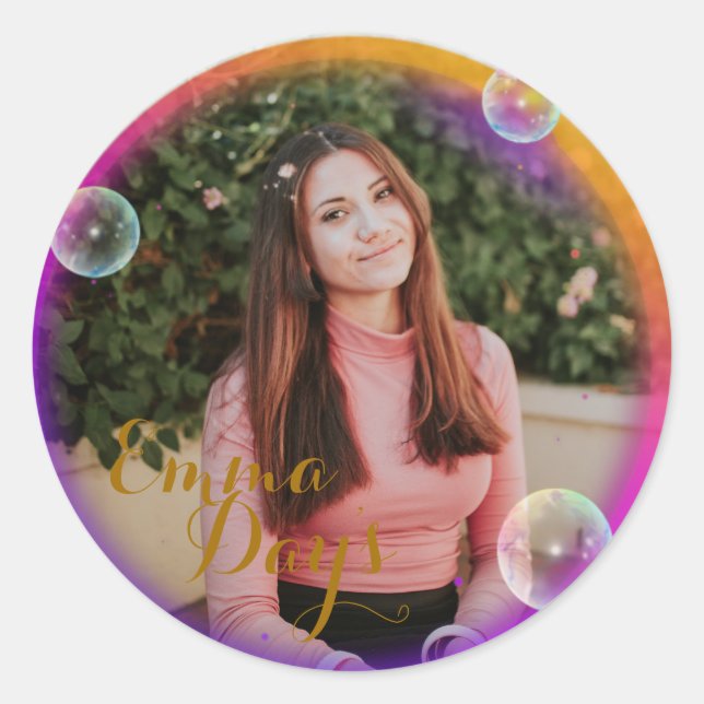 Sticker Rond cadre photo rond classique personnel (Devant)