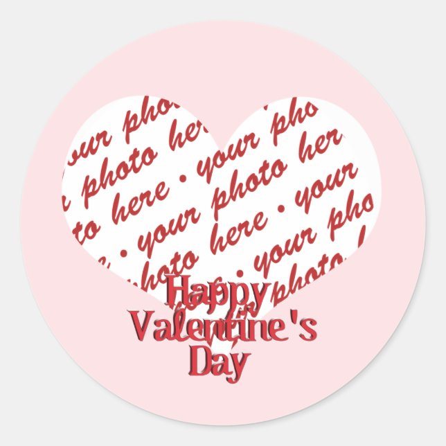 Sticker Rond Cadre photo rose Coeur Valentine (Devant)