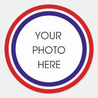 Sticker Rond Cadre photo rouge blanc et bleu