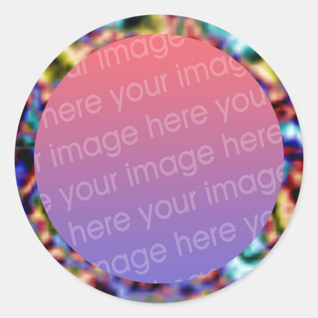 Sticker Rond cadre photo texture fractale funky (Devant)