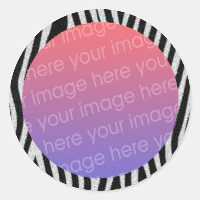 Sticker Rond cadre photo zebra rayures (Devant)