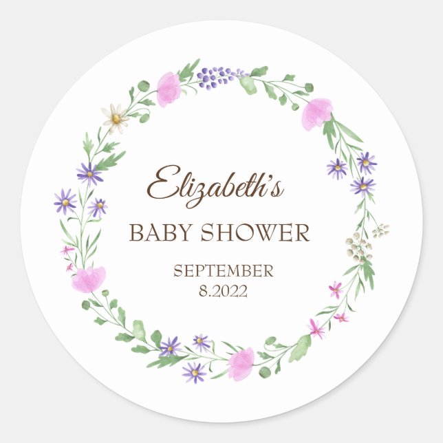 Sticker Rond Cadre Prairie Fleur Sauvage    (Devant)
