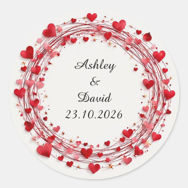 Sticker Rond Cadre Red Hearts (Devant)