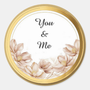 Sticker Rond Cadre Rond Élégant avec Accents Floraux