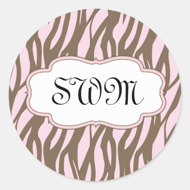 Sticker Rond Cadre rose et Brown (Devant)
