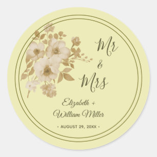 Sticker Rond Cadre Rose – Mariage Jaune Céleste