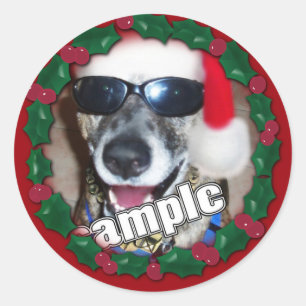 Sticker Rond Cadre Rouge de Noël pour votre photo de Noël !