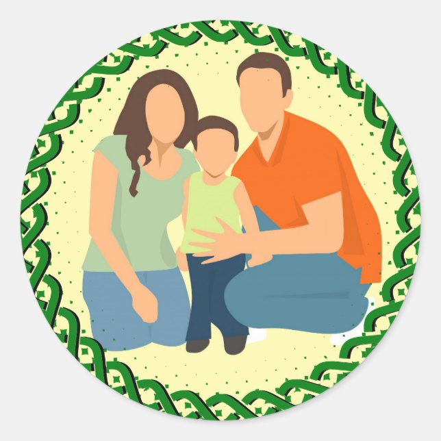 Sticker Rond Cadre vert noeud celtique (Devant)