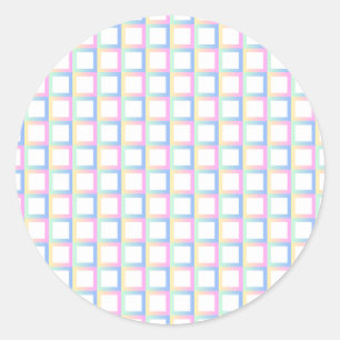 Sticker Rond Cadres de Motif blanc symétrique À damiers dégradé