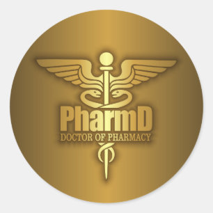 Sticker Rond Caducée d'or (PharmD)