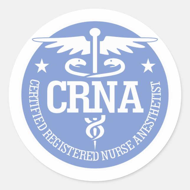 Sticker Rond Caduceus CRNA idées cadeaux (Devant)