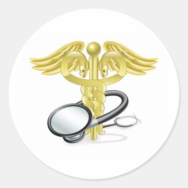 Sticker Rond Caduceus stéthoscope concept médical (Devant)