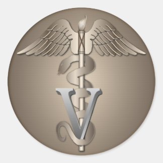 Sticker Rond Caduceus vétérinaire